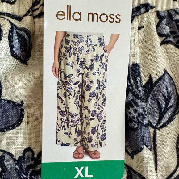New Ella Moss Women's Linen Blend Pant Size XL Wide Leg Cottagecore Coastal Boho - Picture 1 of 15